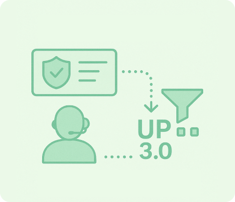 개인정보보호법 개정 대응 및 유지보수 안내: '시스템이 먼저 대응합니다'라는 문구와 UP 3.0 로고, 인증 및 기술지원 아이콘을 통해 법적 컴플라이언스 준수를 강조하는 일러스트, An infographic emphasizing automated compliance with revised privacy laws and continuous technical support, featuring U-PRIVACY SAFER 3.0 branding.