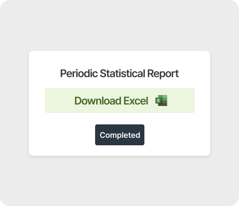 Cloud-based Real-time Filtering and Automated Reporting: Feature showing dashboard monitoring and a popup UI for downloading periodic statistical reports as Excel files